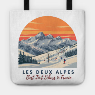 Les Deux Alpes France Skiing Tout Schuss Vacation Tote