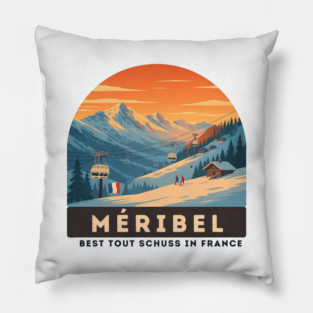 Meribel France Ski Resort Winter Vacation Souvenir Pillow