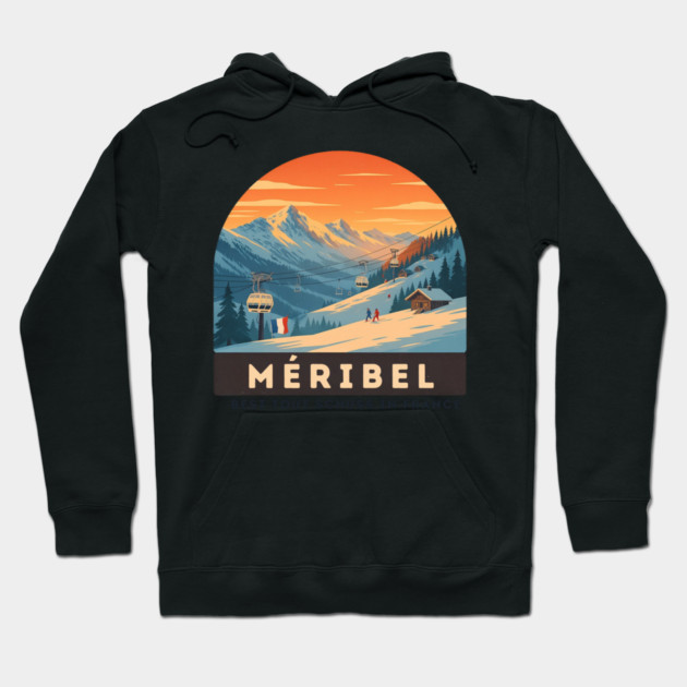 Meribel France Ski Resort Winter Vacation Souvenir Hoodie by Art2Wear