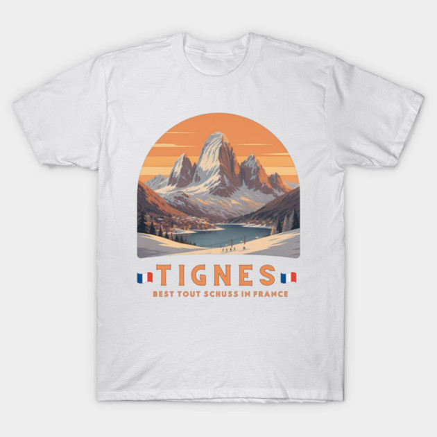 Val d'Isère Tout Schuss French Alps Skiing Holiday T-Shirt by Art2Wear