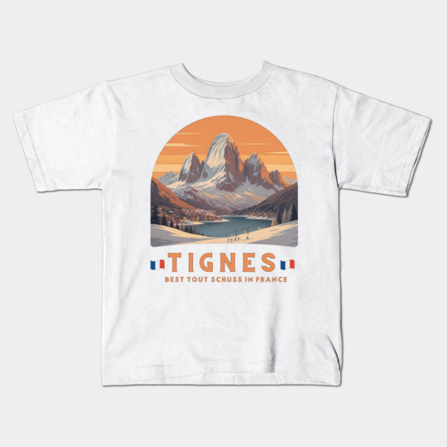 Val d'Isère Tout Schuss French Alps Skiing Holiday Kids T-Shirt by Art2Wear