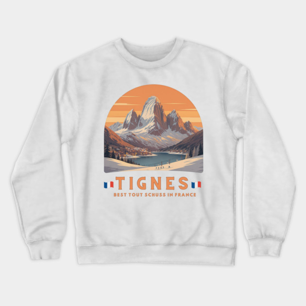 Val d'Isère Tout Schuss French Alps Skiing Holiday Crewneck Sweatshirt by Art2Wear