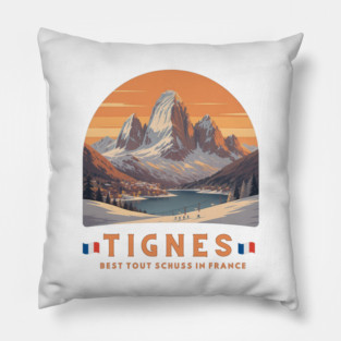 Val d'Isère Tout Schuss French Alps Skiing Holiday Pillow