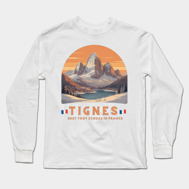 Val d'Isère Tout Schuss French Alps Skiing Holiday Long Sleeve T-Shirt by Art2Wear