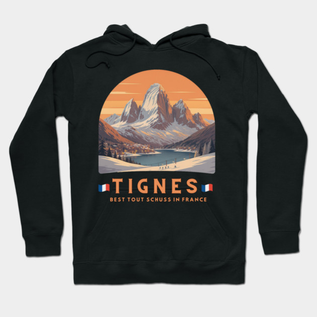 Val d'Isère Tout Schuss French Alps Skiing Holiday Hoodie by Art2Wear