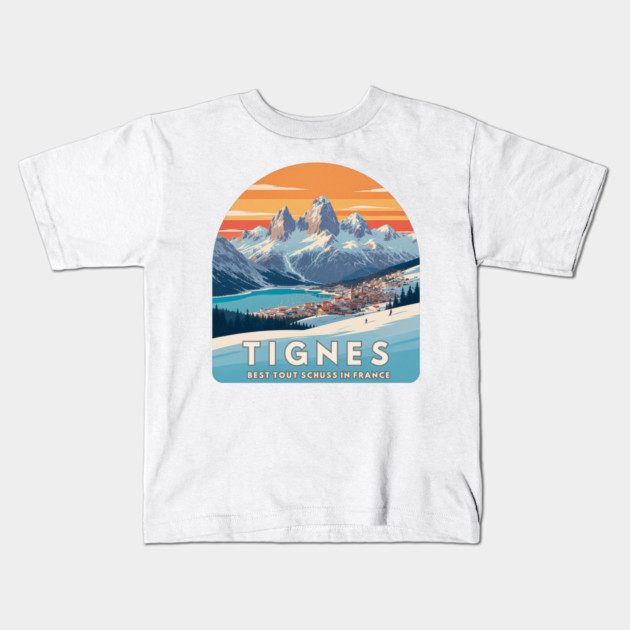 Tignes Best Tout Schuss in France Alpine Style Kids T-Shirt by Art2Wear