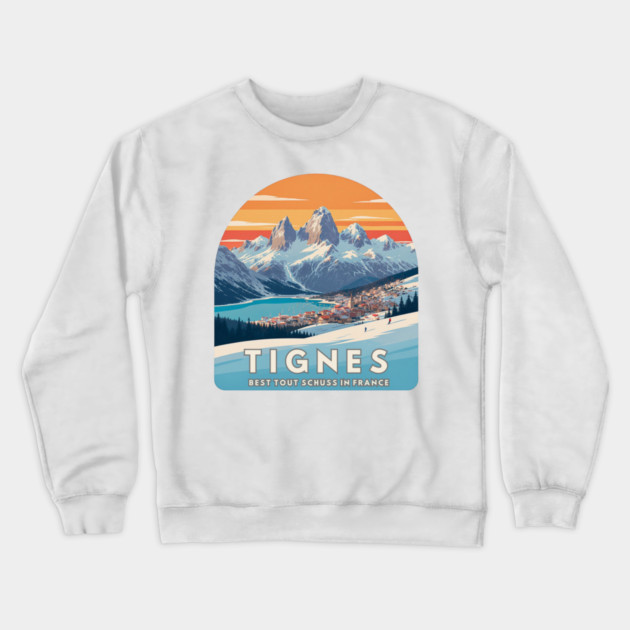 Tignes Best Tout Schuss in France Alpine Style Crewneck Sweatshirt by Art2Wear