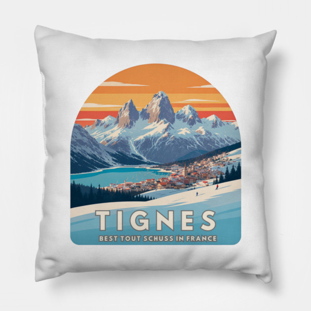 Tignes Best Tout Schuss in France Alpine Style Pillow by Art2Wear