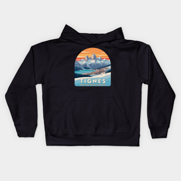 Tignes Best Tout Schuss in France Alpine Style Kids Hoodie by Art2Wear