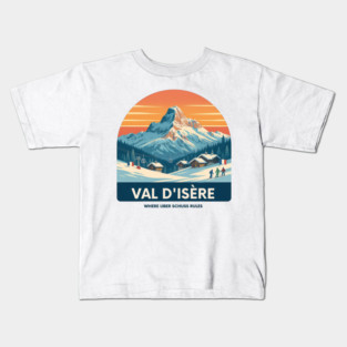 Val D'Isere Uber Schuss French Alps Winter Holiday Kids T-Shirt