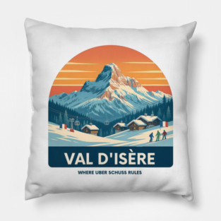 Val D'Isere Uber Schuss French Alps Winter Holiday Pillow