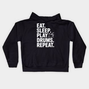 Eat. Sleep. Play Drums. Repeat. Kids Hoodie