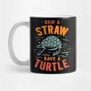 Turtle Pet Skip a Straw Save a Turtle Retrofor Environmentalist 114 Mug
