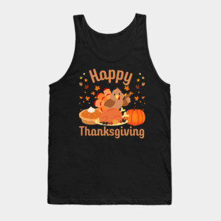 Cute Happy Thanksgiving Turkey Feast Tank Top