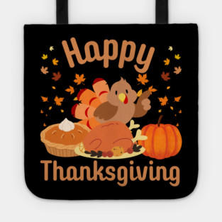 Cute Happy Thanksgiving Turkey Feast Tote