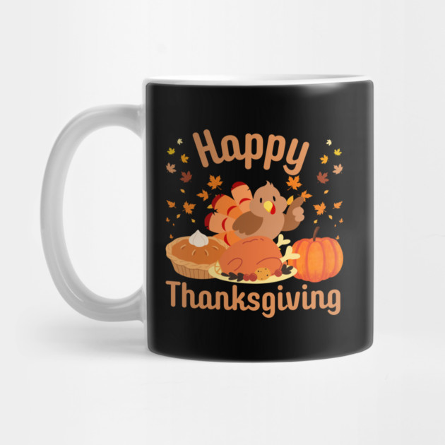 Cute Happy Thanksgiving Turkey Feast by Creatifly Graphic Tees