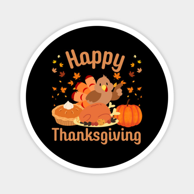 Cute Happy Thanksgiving Turkey Feast Magnet by Creatifly Graphic Tees