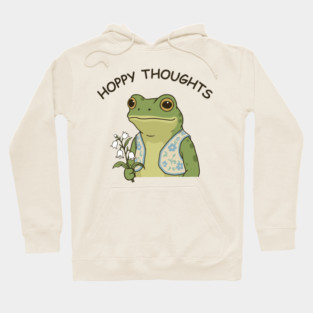 Hoppy Thoughts Cute Cottagecore Frog Hoodie