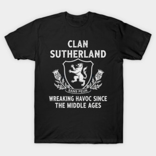 Clan Sutherland crest Scottish surname tartan Thistle vintage T-Shirt