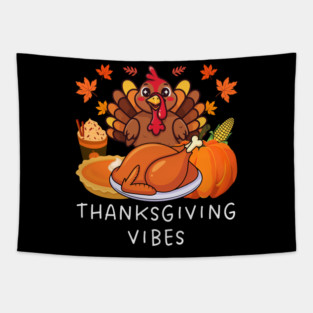 Festive Turkey Feast Thanksgiving Vibes Tapestry