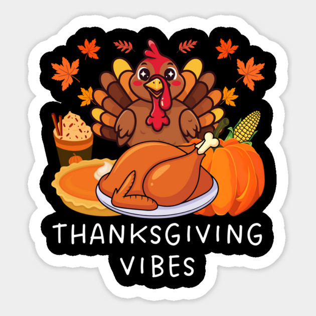Festive Turkey Feast Thanksgiving Vibes Magnet by Creatifly Graphic Tees