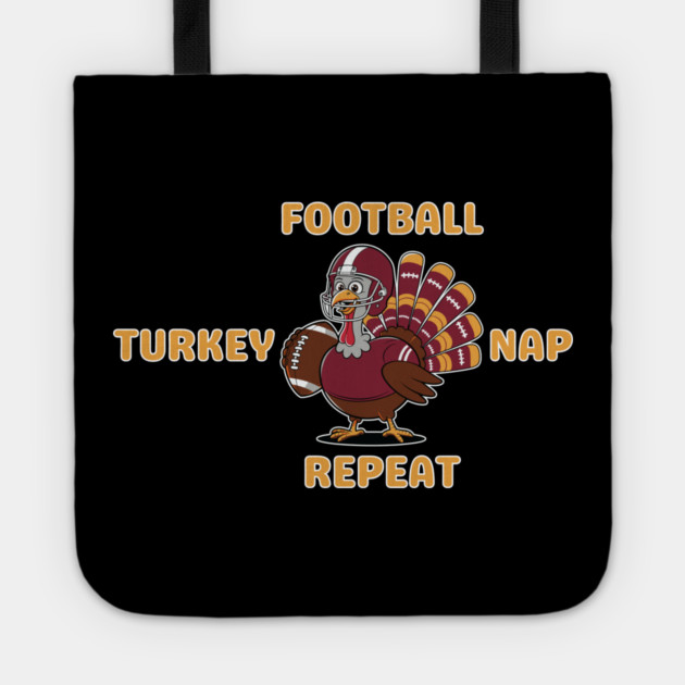 Football Turkey Nap Repeat Vibes Tote by Creatifly Graphic Tees