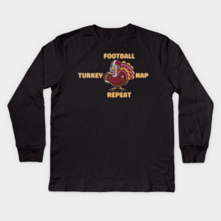 Football Turkey Nap Repeat Vibes Kids Long Sleeve T-Shirt