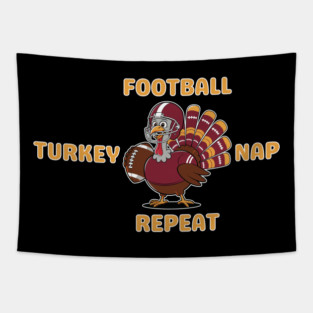Football Turkey Nap Repeat Vibes Tapestry