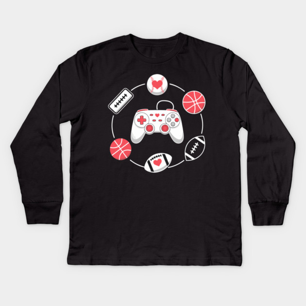 Love Gaming Love Sports Kids Long Sleeve T-Shirt by DrollDrifter