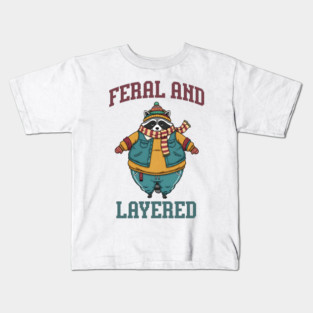 Raccoon Feral And Layered, how to keep warm in winter Kids T-Shirt