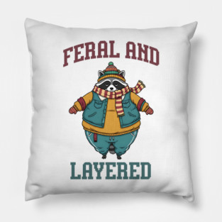 Raccoon Feral And Layered, how to keep warm in winter Pillow