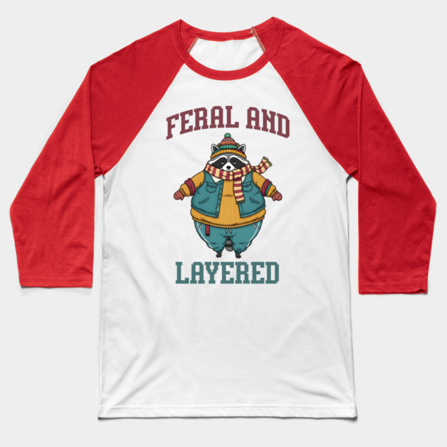 Raccoon Feral And Layered, how to keep warm in winter Baseball T-Shirt by Luxinda