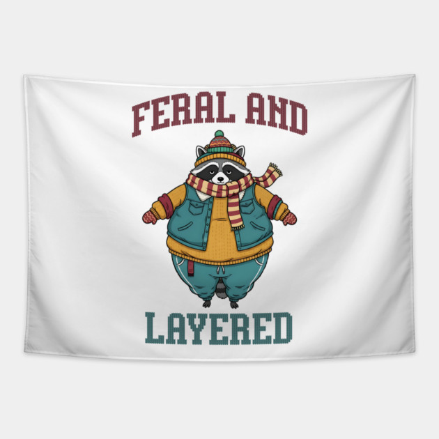 Raccoon Feral And Layered, how to keep warm in winter Tapestry by Luxinda