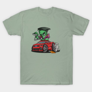 DigiRods Frankenstein Frank The Mechanic Red New Model Mustang Cartoon T-Shirt