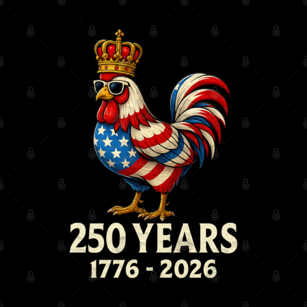 250 Years Anniversary 1776 2026 Chicken US Flag by Db Printed