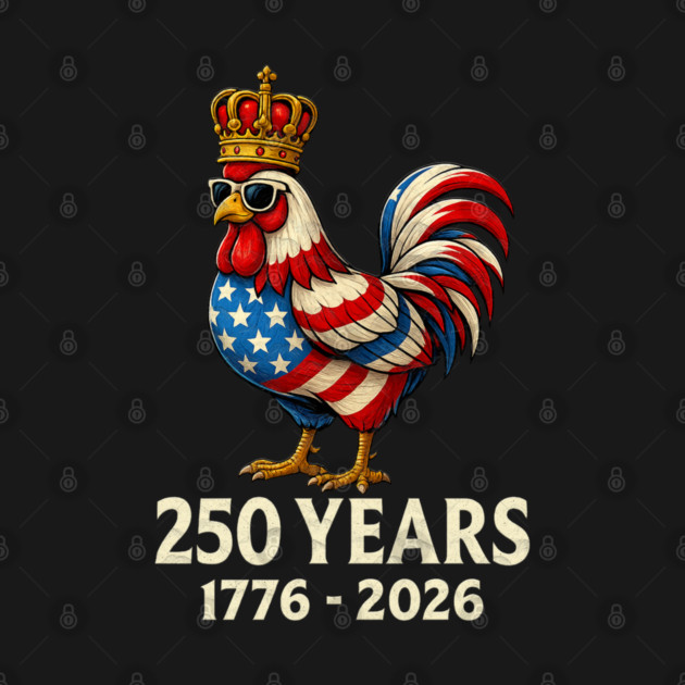 250 Years Anniversary 1776 2026 Chicken US Flag by Db Printed