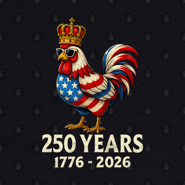 250 Years Anniversary 1776 2026 Chicken US Flag by Db Printed