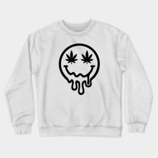 Stoned Weed Smiley Face Design Crewneck Sweatshirt