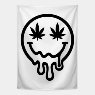 Stoned Weed Smiley Face Design Tapestry