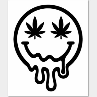 Stoned Weed Smiley Face Design Posters and Art