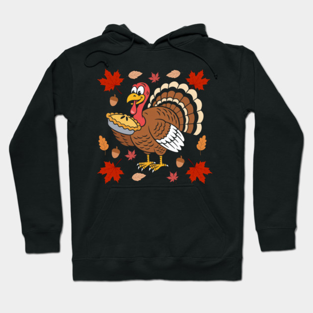 Happy Turkey Pie Feast Autumn Vibes Hoodie by Creatifly Graphic Tees
