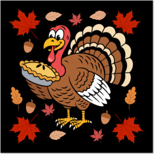 Happy Turkey Pie Feast Autumn Vibes Posters and Art