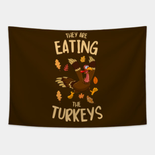 Funny Panicked Thanksgiving Turkey Tapestry