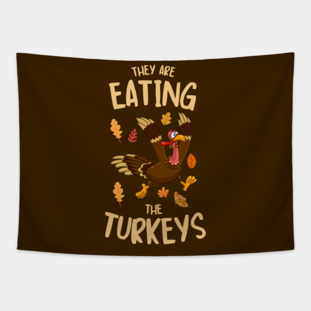 Funny Panicked Thanksgiving Turkey Tapestry by Creatifly Graphic Tees