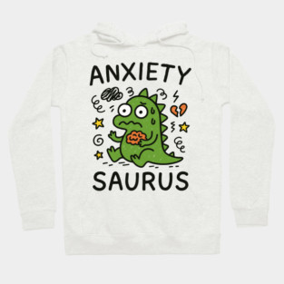 Anxiety Saurus – Cute Nervous Dinosaur Naive Kawaii Design Hoodie