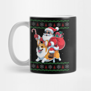 Funny Santa Riding Corgi Dog Ugly Sweater Christmas Xmas Mug
