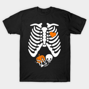 Women Skeleton Pregnancy Announcement Mom Halloween T-Shirt