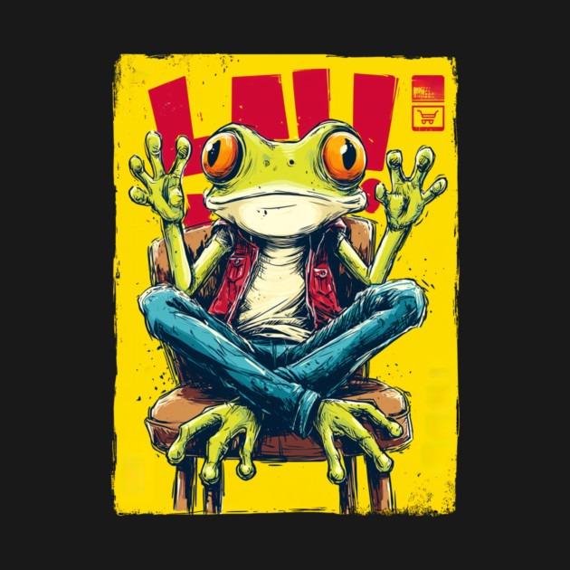 Cool Retro Frog Sitting Chill by JunkyDotCom