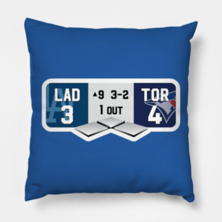 Dodgers  vs Blue Jays World-Series-Scoreboard, Dodgers  WIN, Top of the ninth inning Pillow