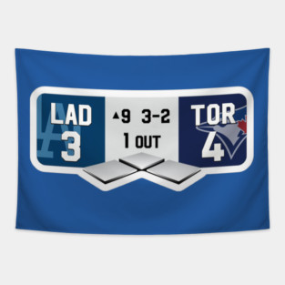 Dodgers  vs Blue Jays World-Series-Scoreboard, Dodgers  WIN, Top of the ninth inning Tapestry